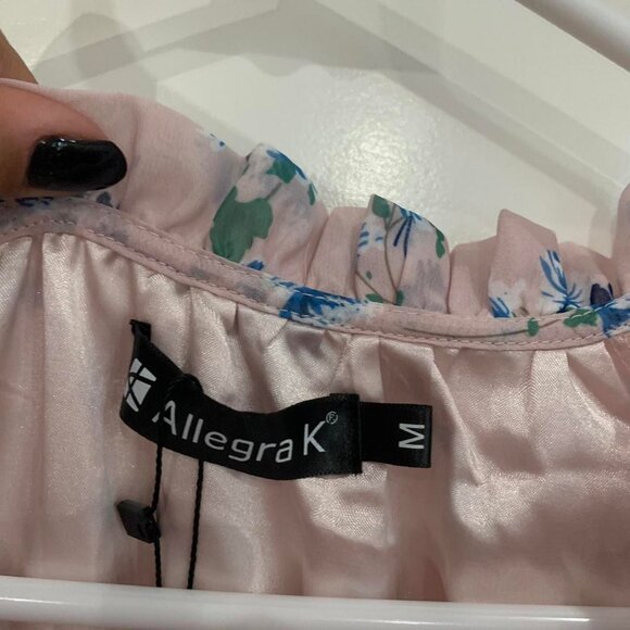 ruffled floral smocked waist tiered chiffon dress - Picture 3 of 5